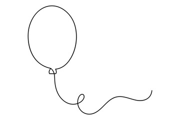Obraz premium Balloon vector illustration in continuous line art style for celebration design