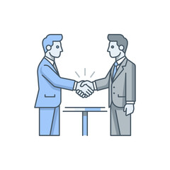 Fototapeta premium Two businessmen shaking hands in professional partnership agreement.