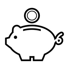 貯金箱アイコン ブタの貯蓄シンボル 線画の節約・資産管理・金融UIベクター素材 / Piggy bank icon outline savings symbol for finance budgeting and money management UI vector © 如月愛歌/Aika Kisaragi