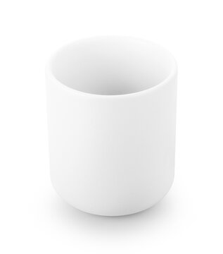 empty ceramic cup isolated on white background.