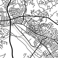 Obraz premium Symbol Map of the City Kingsport (Tennessee, USA) showing the city center with a simple road network of black lines