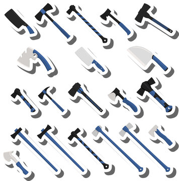 big kit steel axes with wooden handle