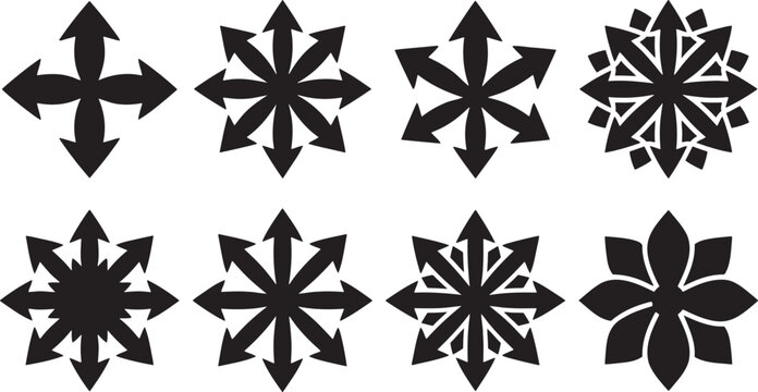 Abstract geometric compass and cross silhouette shapes for gothic designs