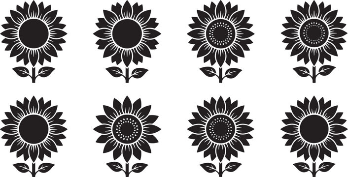 Detailed multi layered sunflower heads silhouette collection for harvest themes
