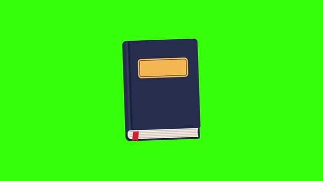 Animated book icon on green screen chroma key background