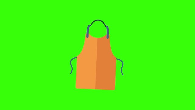 Kitchen apron vector icon swinging on green screen background