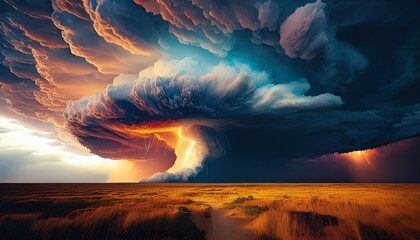Fototapeta premium Dramatic Supercell Thunderstorm Storm Clouds