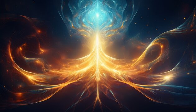 Ethereal Glowing Energy Form Manifesting In A Dark Hazy Void Suggests Powerful Existence Reality And Compelling Abstract Force Invisible Space Compelling