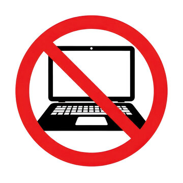 No laptop allowed sign icon
