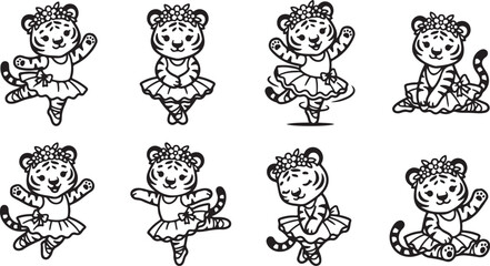 Cartoon teddy bear ballerina characters dancing © tarik