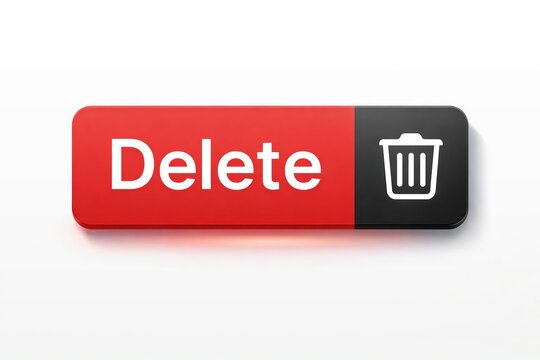 Red delete button with trash can icon on black side
