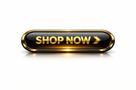 Modern glowing shop now button with futuristic metallic design