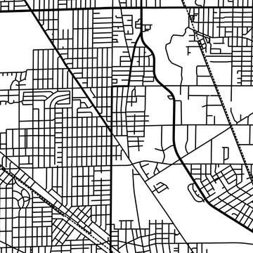 Symbol Map of the City Niles (Illinois, USA) showing the city center with a simple road network of black lines