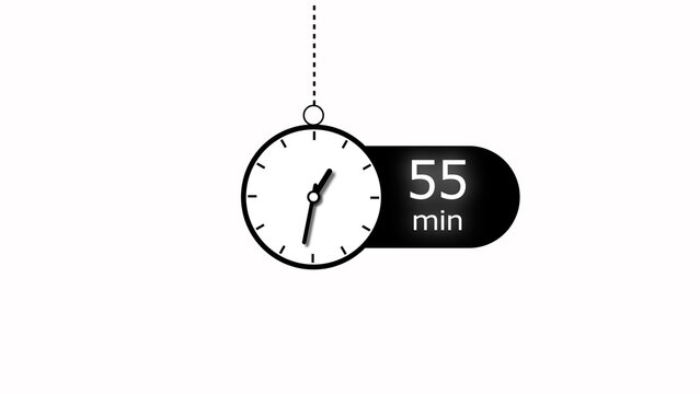 55 min clock icon illustration. clock 55 minutes isolated on white background illustration. and creating a stunning illustration.4k illustration.