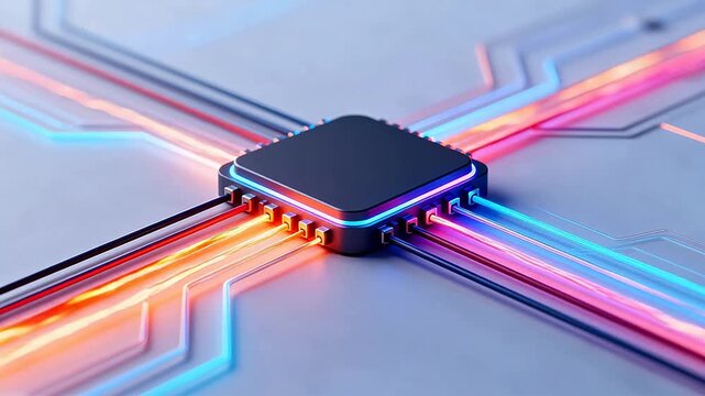 Microchip with glowing circuit connections