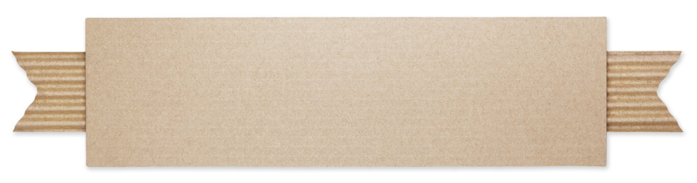 Blank Corrugated Cardboard Banner Label with Copy Space Isolated on Transparent Background