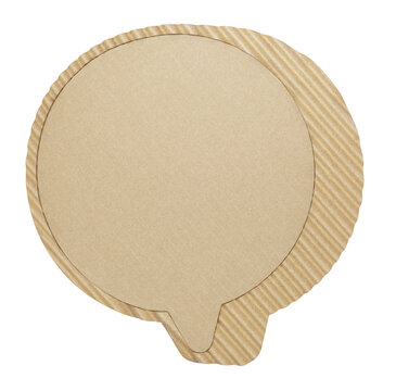 Blank Round Corrugated Cardboard Speech Bubble with Copy Space Isolated on Transparent Background