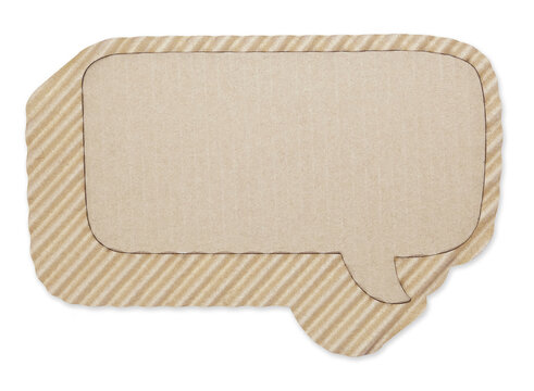 Blank Rounded Rectangle Corrugated Cardboard Speech Bubble with Copy Space Isolated on Transparent Background