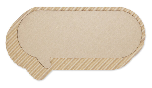 Blank Oval Corrugated Cardboard Speech Bubble with Copy Space Isolated on Transparent Background
