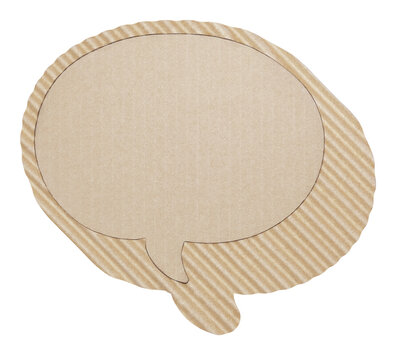 Blank Round Corrugated Cardboard Speech Bubble with Copy Space Isolated on Transparent Background