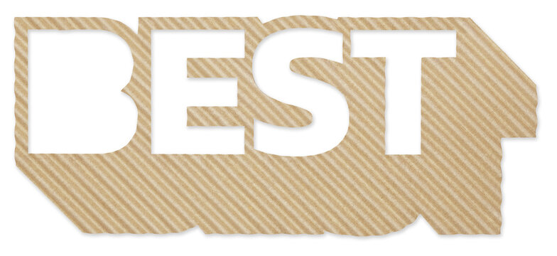 BEST Text Cutout from Corrugated Cardboard Sign Isolated on Transparent Background