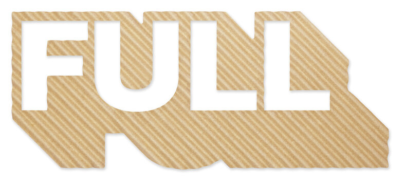 FULL Text Cutout from Corrugated Cardboard Sign Isolated on Transparent Background