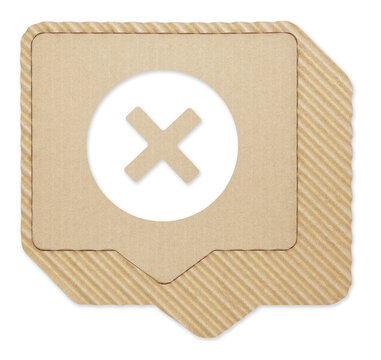 Corrugated Cardboard Cross Mark Symbol Cutout Sign Isolated on Transparent Background