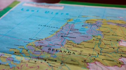 Naklejka premium Map of the Netherlands and the capital Amsterdam and other important cities