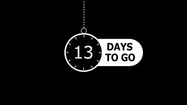 13 days to go illustration. modern counting number illustration 13 days to go. on a black background. and creating a stunning 4k illustration.