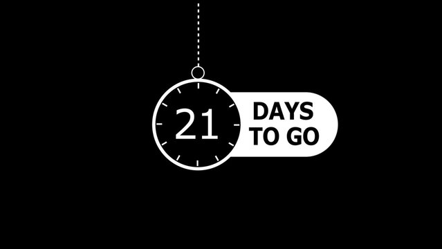 21 days to go illustration. modern counting number illustration 21 days to go. on a black background. and creating a stunning 4k illustration.