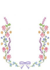 Beautiful floral hand drawn border illustrationn with ribbon Perfect for wedding invitation, stationary, greetings card, menus,nand other special,events © mentari