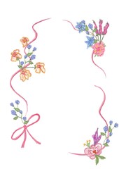 Beautiful hand drawn border illustrationn with ribbon Perfect for wedding invitation, stationary, greetings card, menus,nand other special,events © mentari