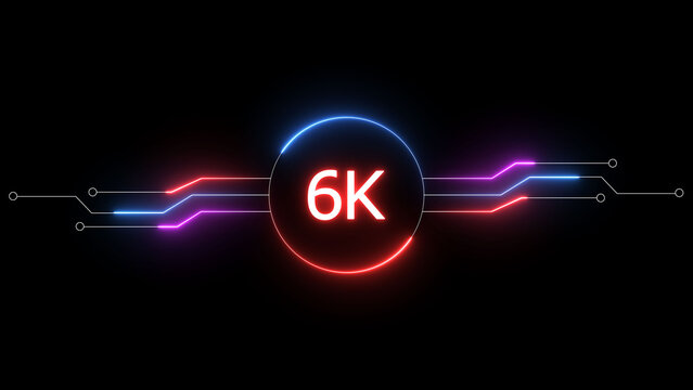 Neon social media followers or subscribers. Neon 6K celebration text illustration background. on a black background. and creating a stunning 4k illustration.