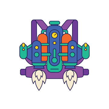 Colorful Futuristic Rocket Jetpack Accessory With Dual Thrusters And Mechanical Details