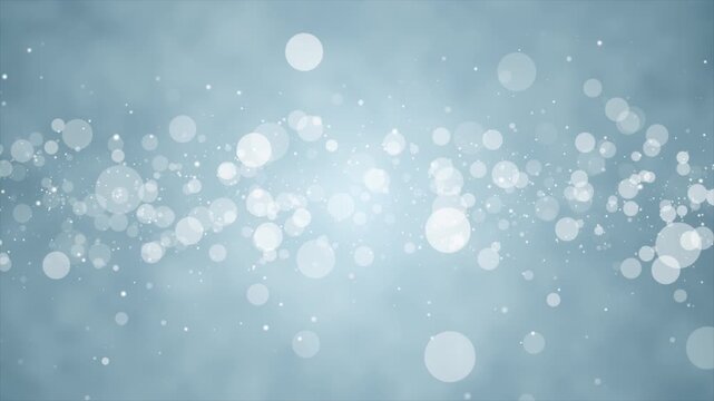 Abstract White Glowing Bokeh Lights on Soft Blue Gradient Background with Defocused Light Effect Loop
