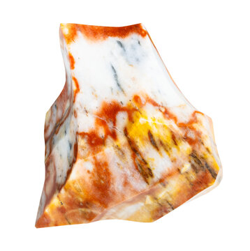 specimen of mineral from geological collection - polished belorechite stone isolated on white background from Altai Region