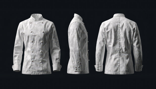 White Chef Coat Uniform Apparel Mockup Multi Angle Set