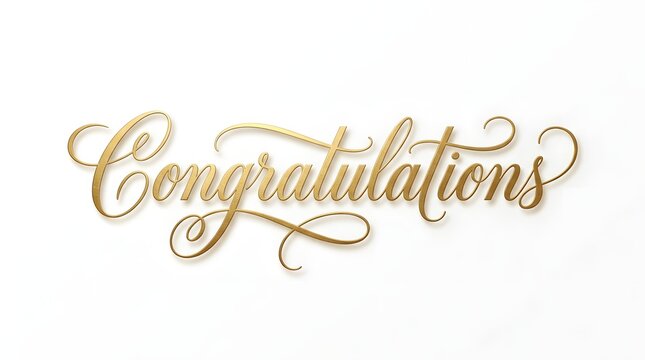Elegant gold calligraphy congratulations text isolated on white background