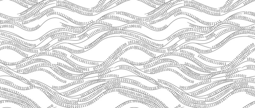 Abstract Binary Code Waves Pattern - Digital Data Flow Background