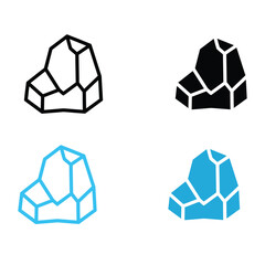 Stone or rock icon set, geological mineral symbol, rough mountain texture or boulder vector © Jahid Graphic