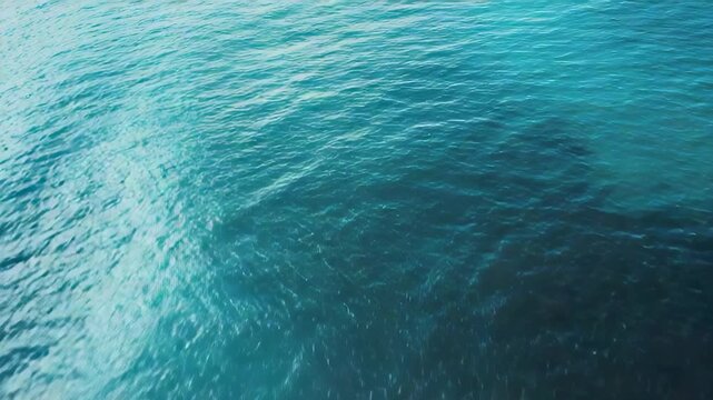 Aerial view of sunlit turquoise ocean water with gentle ripples and subtle color gradient