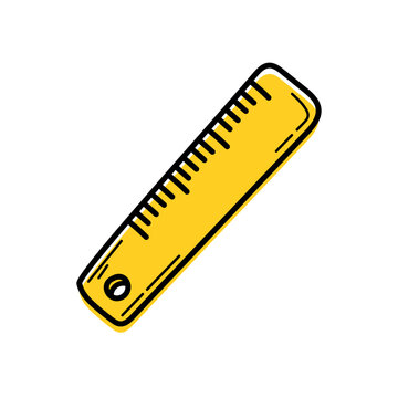 Pictogramme color&eacute; repr&eacute;sentant une r&egrave;gle jaune, id&eacute;al pour illustrer la g&eacute;om&eacute;trie, la mesure, les math&eacute;matiques, les fournitures scolaires et la rentr&eacute;e des classes.