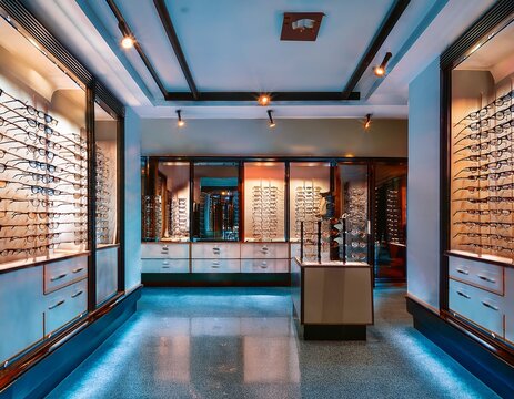 modern optical shop with stylish spectacles and ambient lighting optical shop stylish spectacles ambient lighting