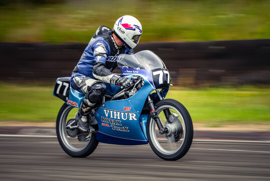 Regular training in Riga, Latvia, Bikernieki on 12-05-2026  Motorcyclist racing on a track