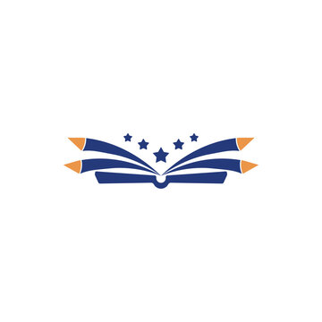 Education book pencil stars logo