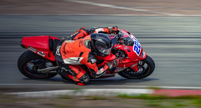 Regular training in Riga, Latvia, Bikernieki on 12-05-2026  Motorcyclist racing on a racetrack