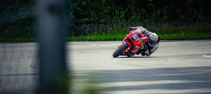 Regular training in Riga, Latvia, Bikernieki on 12-05-2026  Motorcyclist leaning on a race track