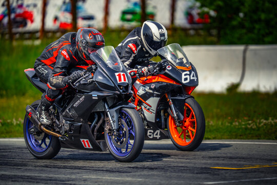 Regular training in Riga, Latvia, Bikernieki on 12-05-2026  Motorcyclists racing on a track