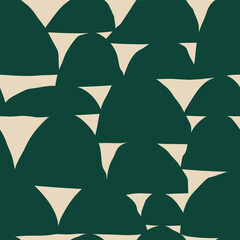 Interlocking wonky hand-drawn shapes seamless repeat in a two-tone composition. Modern Graphic Surface Pattern Design with a striking, architectural mid-century character. Ideal for retro textile  © iliveinoctober