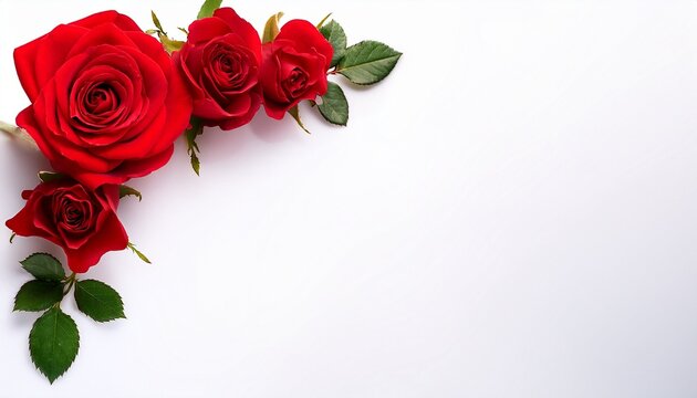 red rose corner decoration on a white background